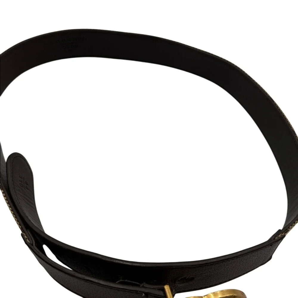 Gucci GG Marmont Belt Beige Canvas Brown Leather Gold GG Buckle Women's SZ 80CM‎